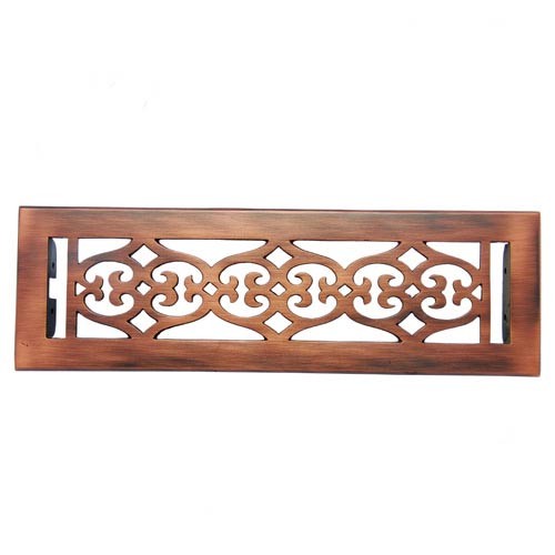 "Flower" Brass Wall Register with Louver - 2-1/4" x 12" (3-7/8" x 13-1/2" Overall)